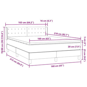 Κρεβάτι Boxspring με Στρώμα Σκούρο Γκρι 160x210 εκ. Βελούδινο - Pakobazaar