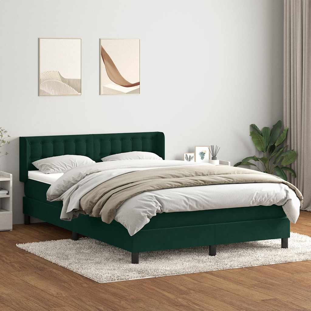 Κρεβάτι Boxspring με Στρώμα Σκούρο Πράσινο 160x210εκ. Βελούδινο - Pakobazaar
