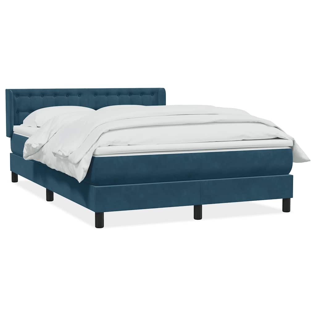 Κρεβάτι Boxspring με Στρώμα Σκούρο Μπλε 160x210 εκ. Βελούδινο - Pakobazaar