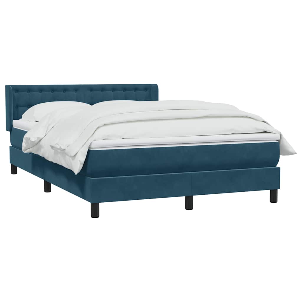 Κρεβάτι Boxspring με Στρώμα Σκούρο Μπλε 160x210 εκ. Βελούδινο - Pakobazaar