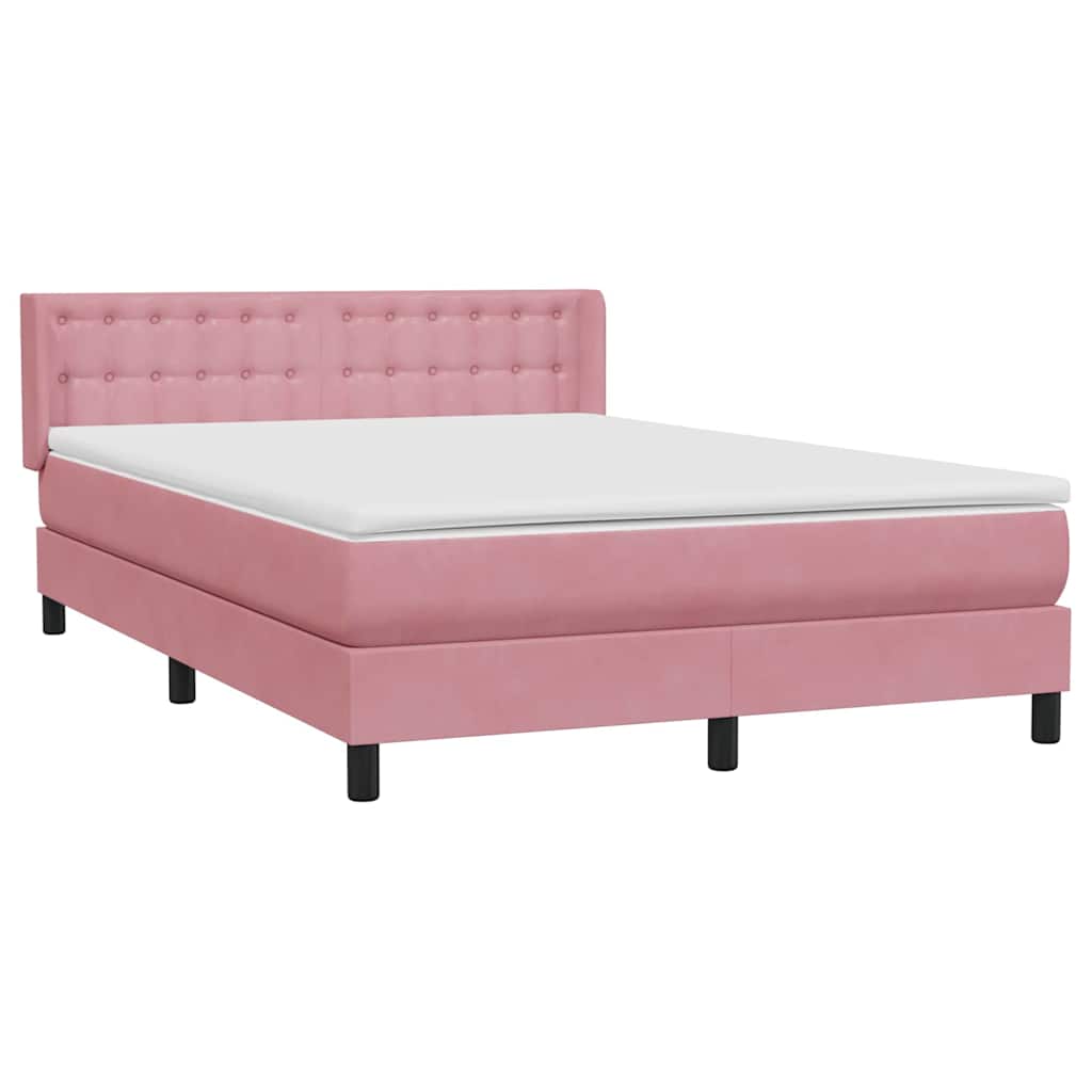 Κρεβάτι Boxspring με Στρώμα Ροζ 160x210 εκ. Βελούδινο