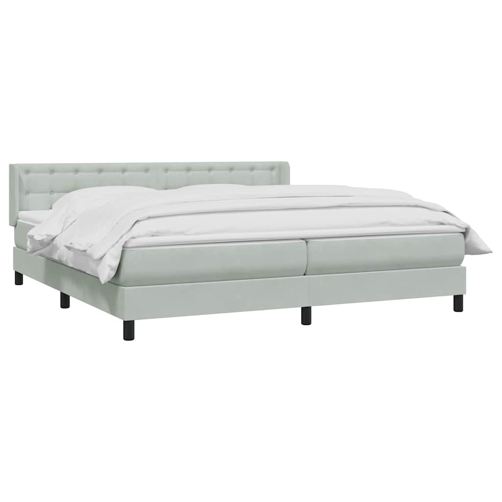 Κρεβάτι Boxspring με Στρώμα Ανοιχτό Γκρι 180x210 εκ. Βελούδινο - Pakobazaar