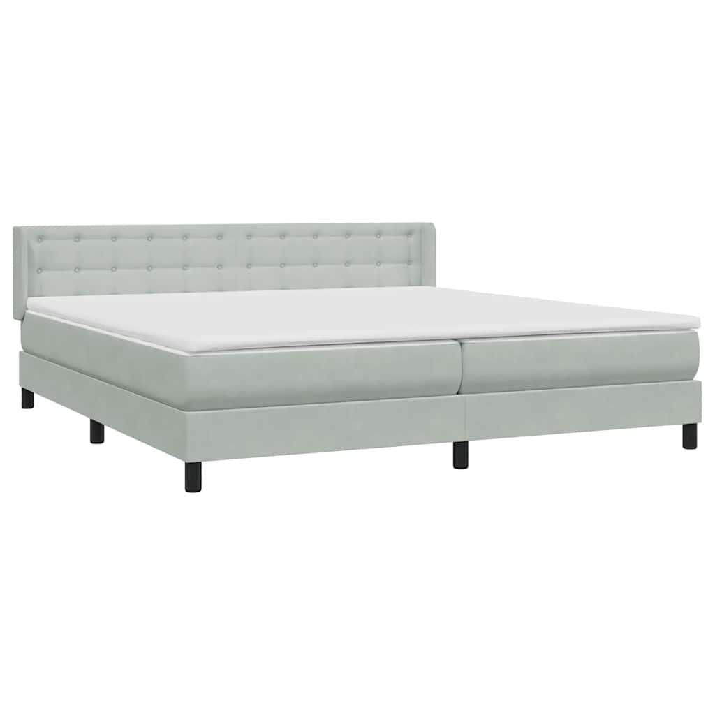 Κρεβάτι Boxspring με Στρώμα Ανοιχτό Γκρι 180x210 εκ. Βελούδινο