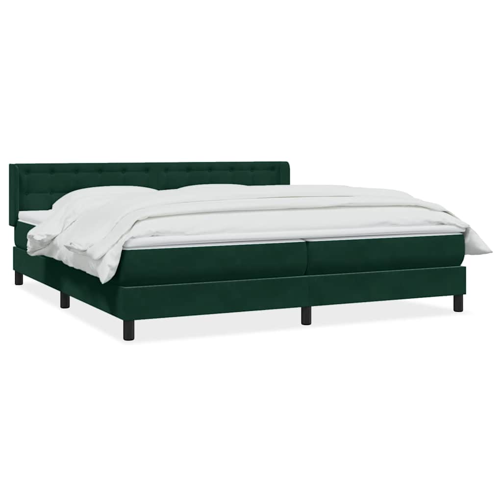 Κρεβάτι Boxspring με Στρώμα Σκούρο Πράσινο 180x210εκ. Βελούδινο