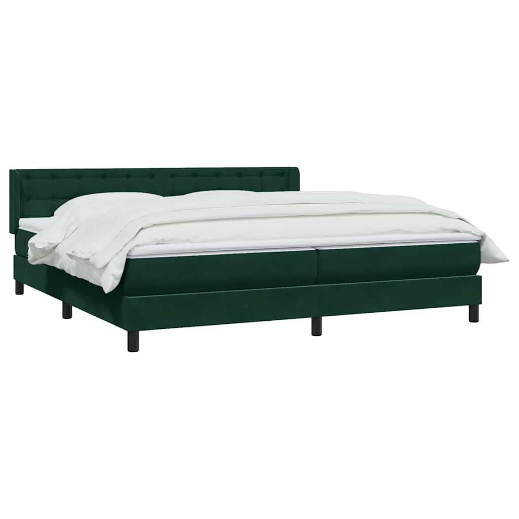 Κρεβάτι Boxspring με Στρώμα Σκούρο Πράσινο 180x210εκ. Βελούδινο