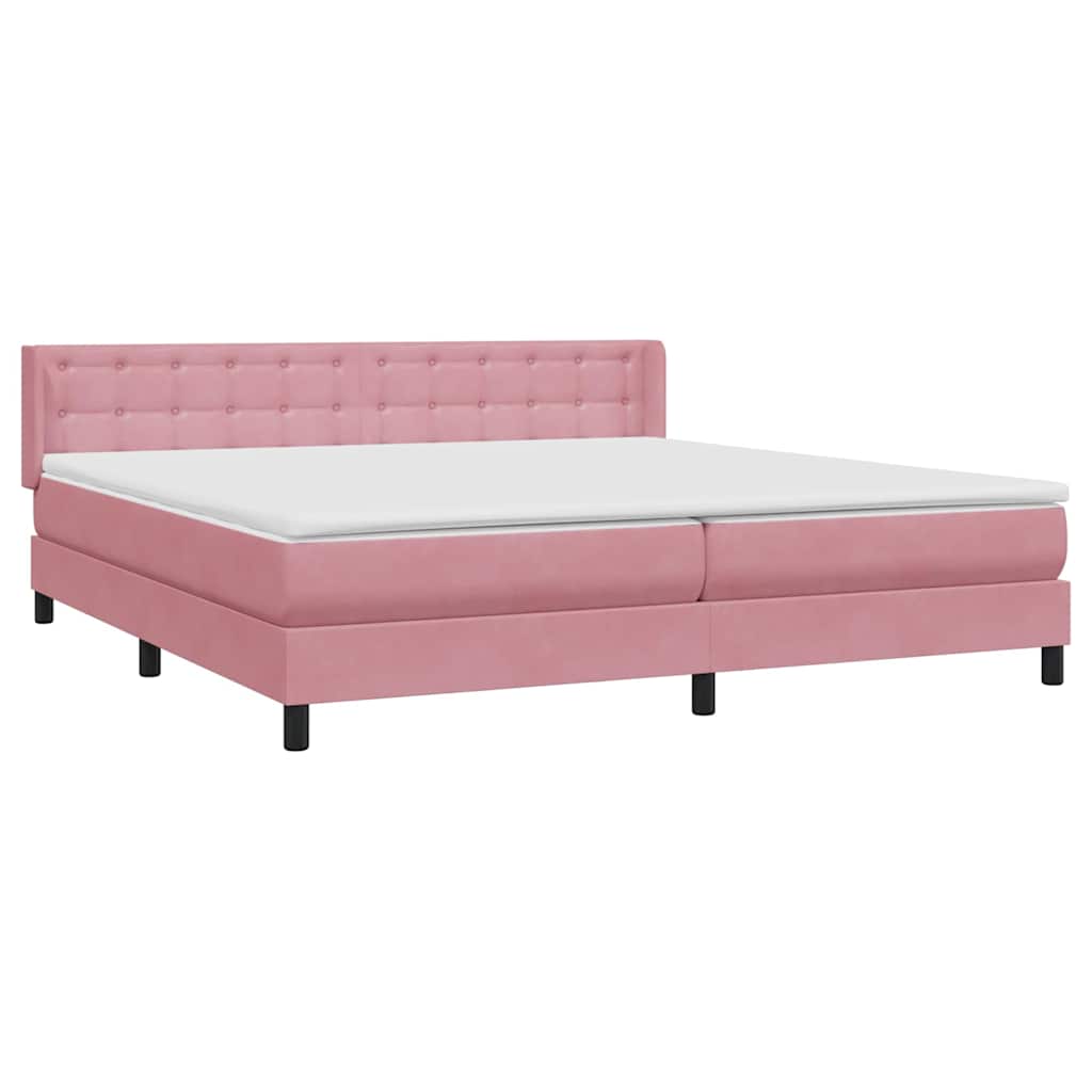 Κρεβάτι Boxspring με Στρώμα Ροζ 180x210 εκ. Βελούδινο
