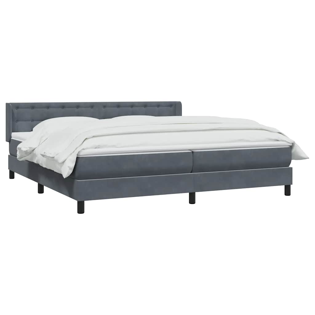 Κρεβάτι Boxspring με Στρώμα Σκούρο Γκρι 200x210 εκ. Βελούδινο - Pakobazaar