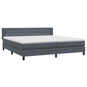 Κρεβάτι Boxspring με Στρώμα Σκούρο Γκρι 200x210 εκ. Βελούδινο - Pakobazaar