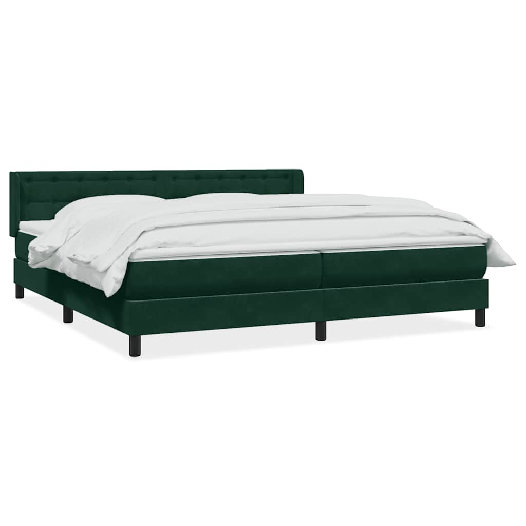 Κρεβάτι Boxspring με Στρώμα Σκούρο Πράσινο 200x210εκ. Βελούδινο