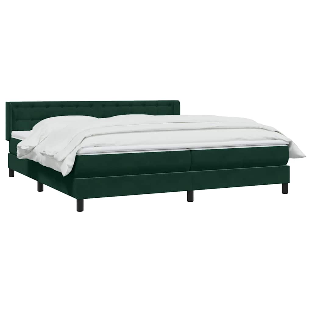 Κρεβάτι Boxspring με Στρώμα Σκούρο Πράσινο 200x210εκ. Βελούδινο