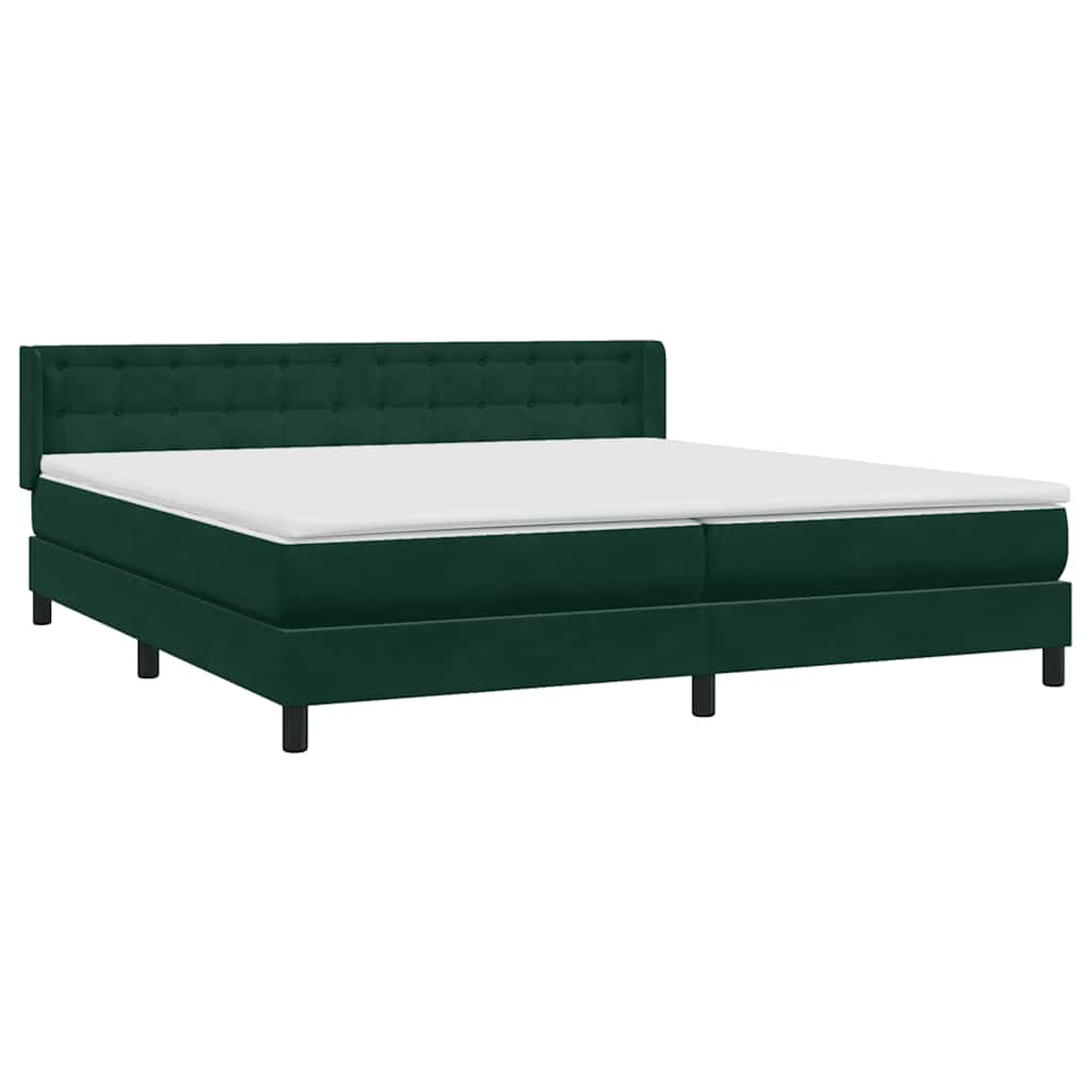 Κρεβάτι Boxspring με Στρώμα Σκούρο Πράσινο 200x210εκ. Βελούδινο