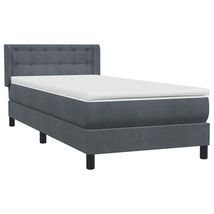 Κρεβάτι Boxspring με Στρώμα Σκούρο Γκρι 80x220 εκ. Βελούδινο