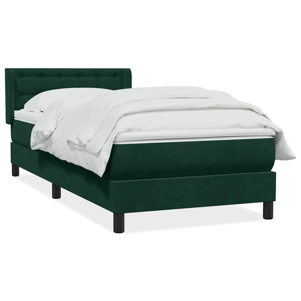 Box Spring κρεβάτι με στρώμα σκούρο πράσινο 90x220 cm Velvet - Pakobazaar