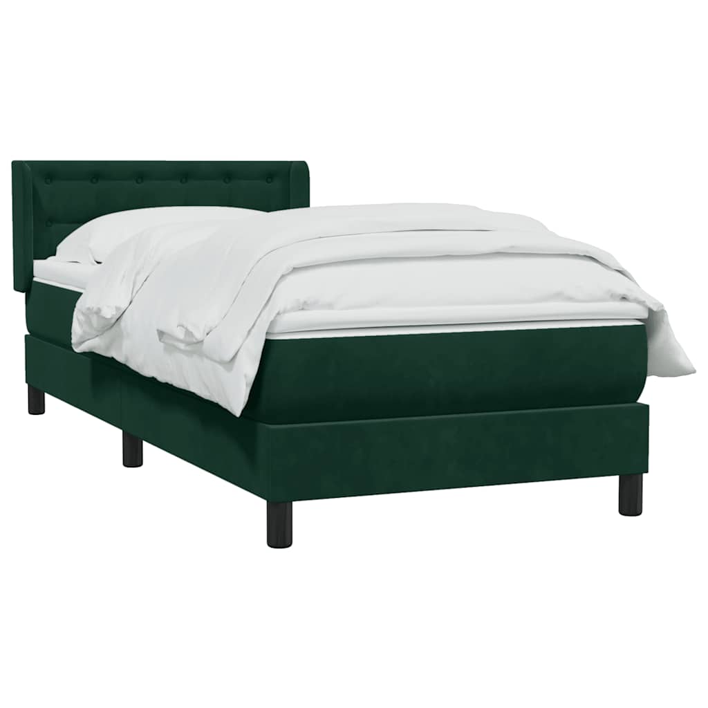 Box Spring κρεβάτι με στρώμα σκούρο πράσινο 90x220 cm Velvet - Pakobazaar