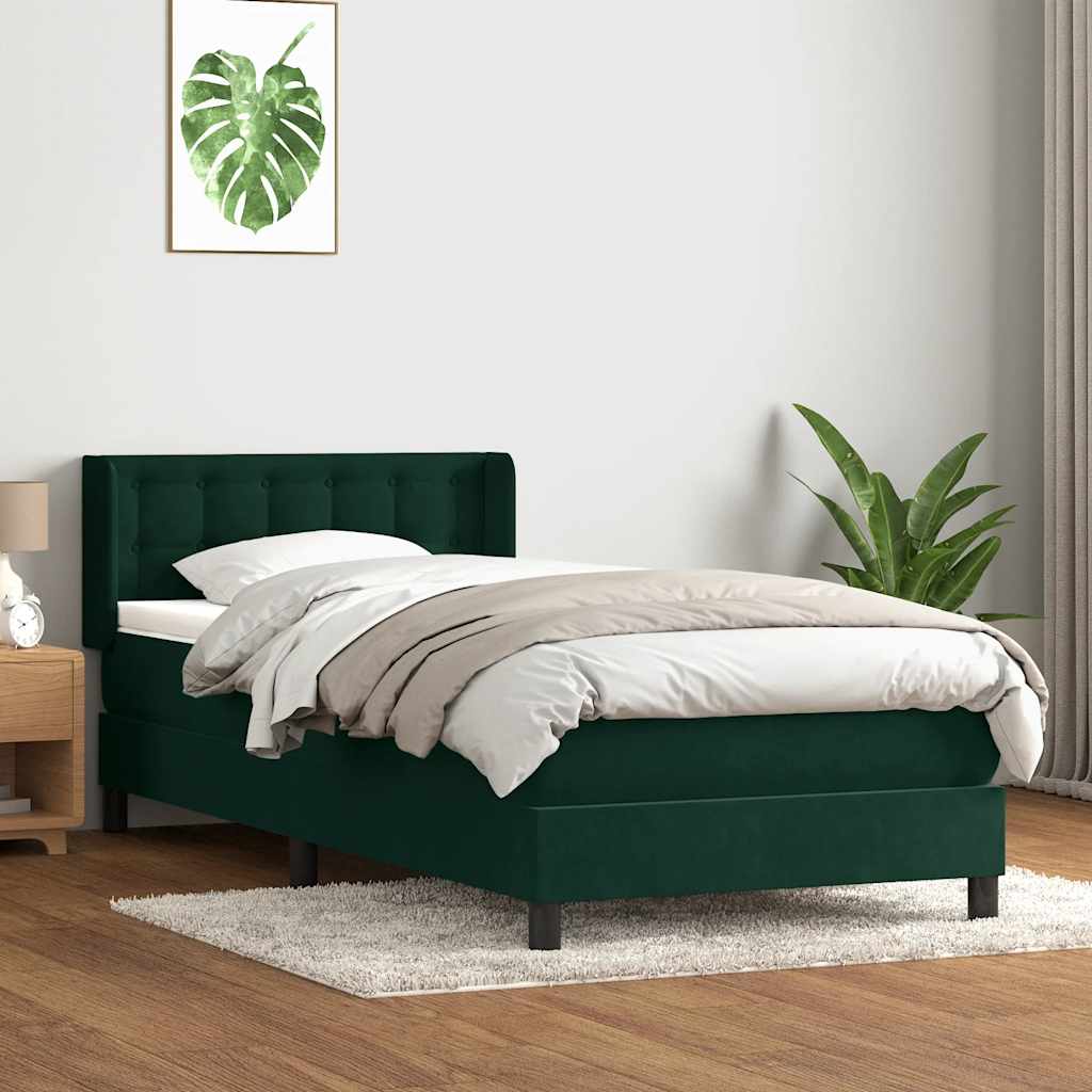 Box Spring κρεβάτι με στρώμα σκούρο πράσινο 90x220 cm Velvet - Pakobazaar