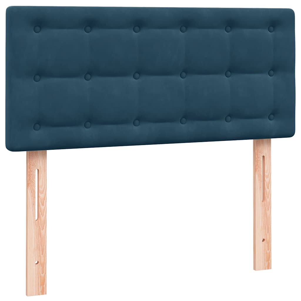 Κρεβάτι Boxspring με Στρώμα Σκούρο Μπλε 90x220 εκ. Βελούδινο - Pakobazaar