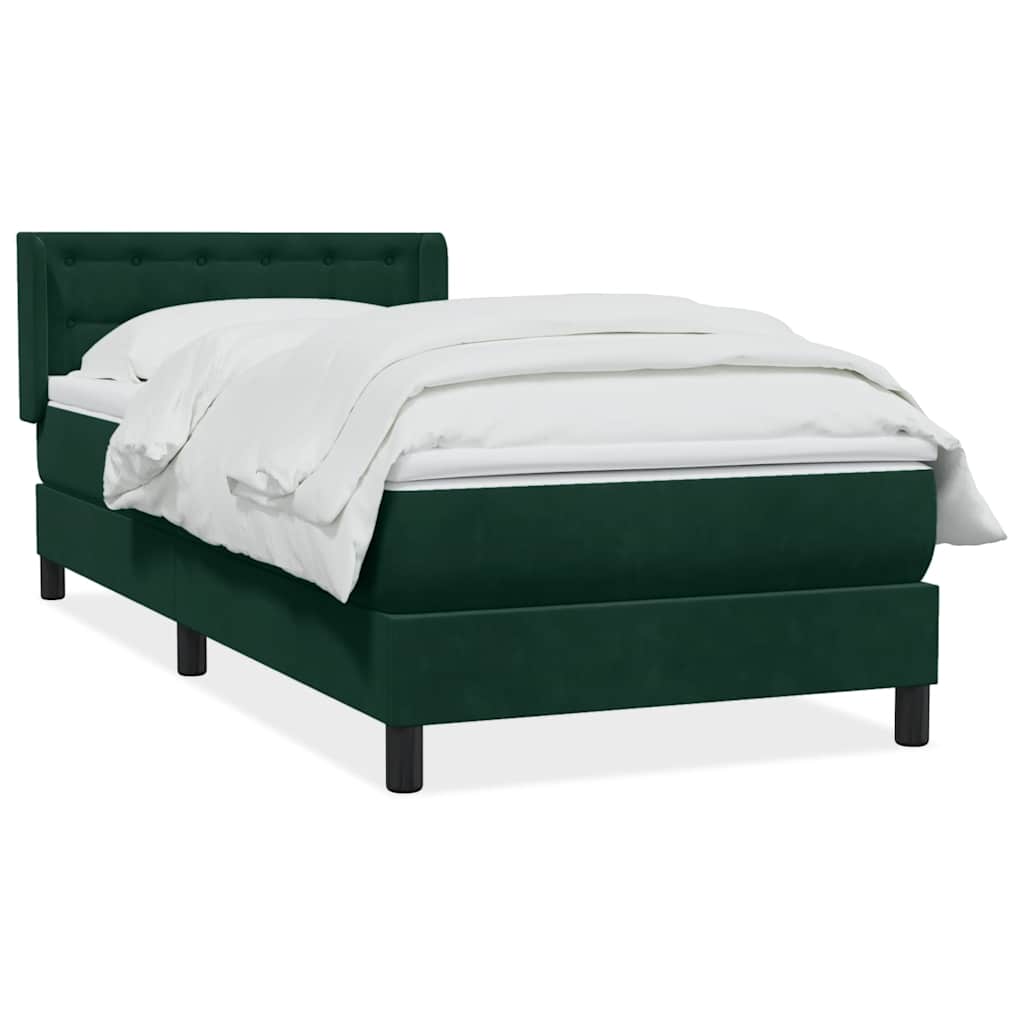 Box Spring κρεβάτι με στρώμα σκούρο πράσινο 100x220cm Βελούδινο - Pakobazaar