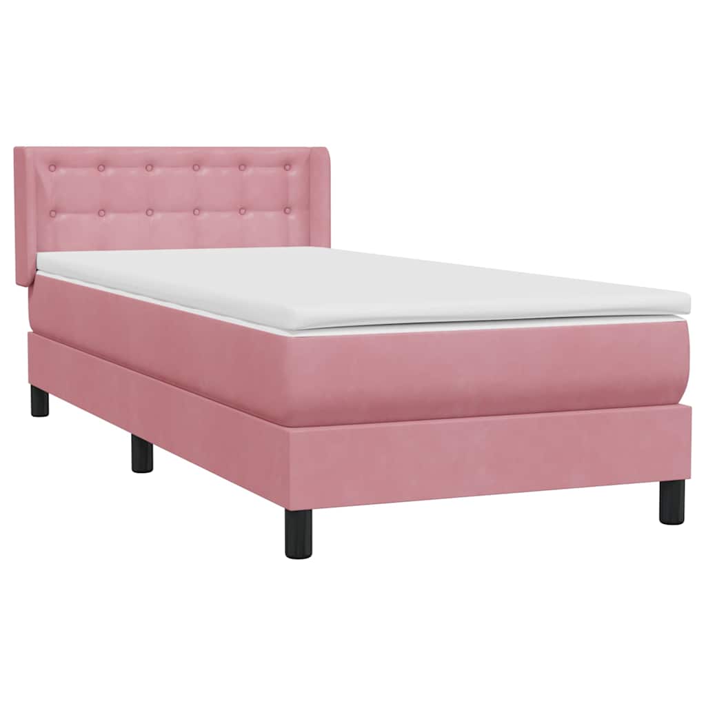 Box Spring κρεβάτι με στρώμα ροζ 100x220 cm Βελούδινο - Pakobazaar