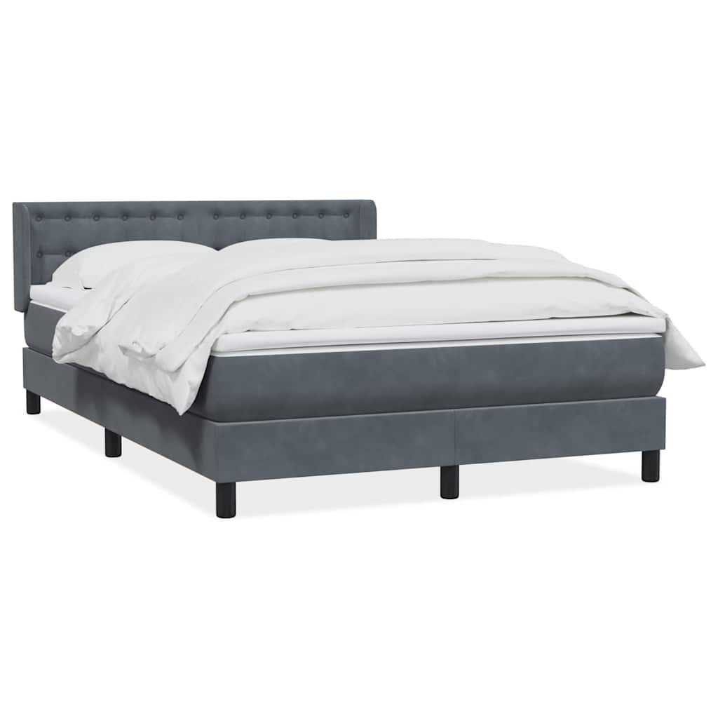Box Spring Κρεβάτι με στρώμα Σκούρο γκρι 140x220 cm Βελούδινο - Pakobazaar