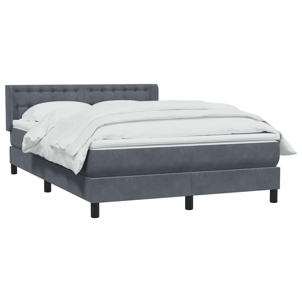 Box Spring Κρεβάτι με στρώμα Σκούρο γκρι 140x220 cm Βελούδινο - Pakobazaar