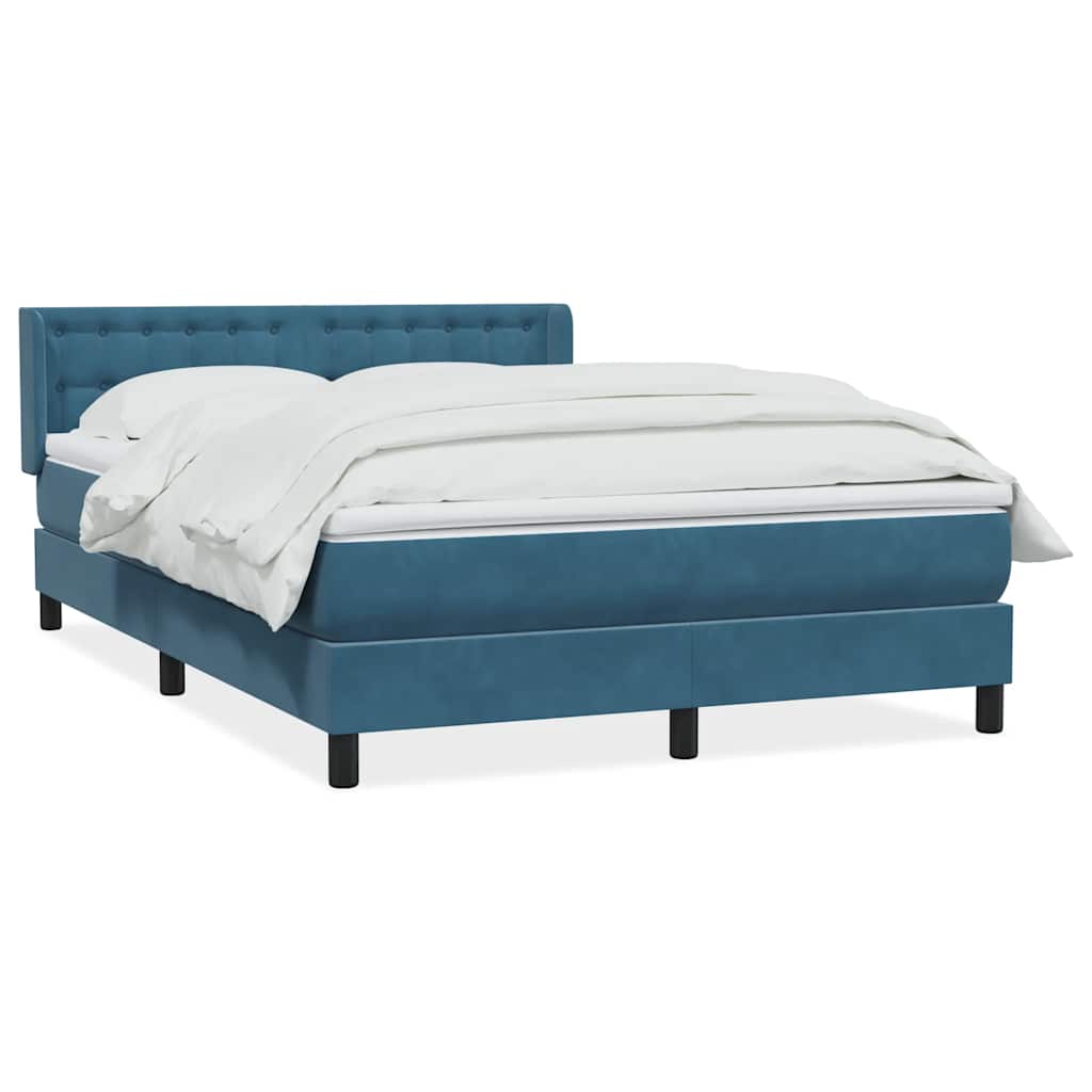 Box Spring κρεβάτι με στρώμα σκούρο μπλε 140x220 cm Βελούδινο