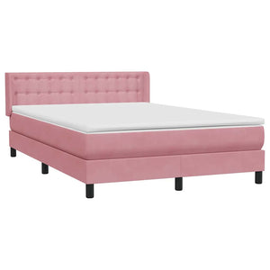 Box Spring κρεβάτι με στρώμα ροζ 140x220 cm Βελούδινο - Pakobazaar