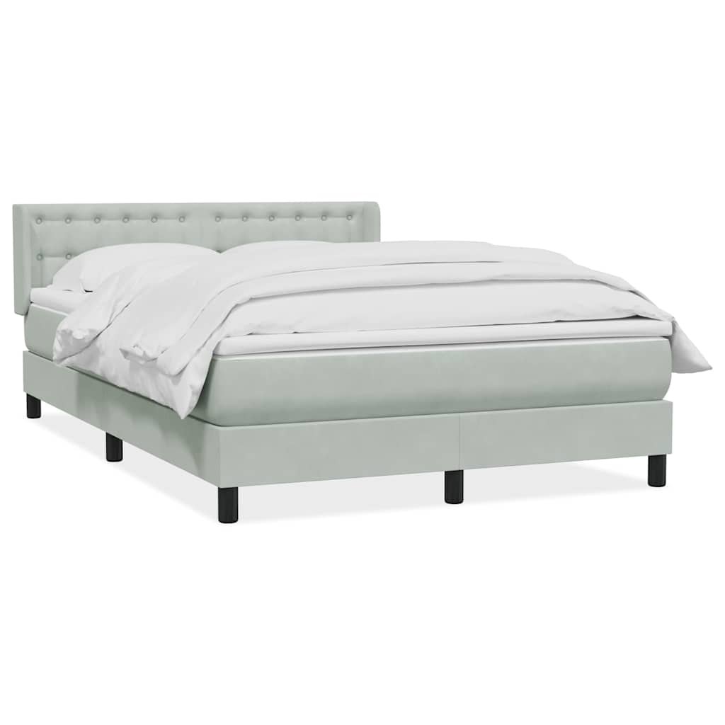 Κρεβάτι Boxspring με Στρώμα Ανοιχτό Γκρι 160x220 εκ. Βελούδινο