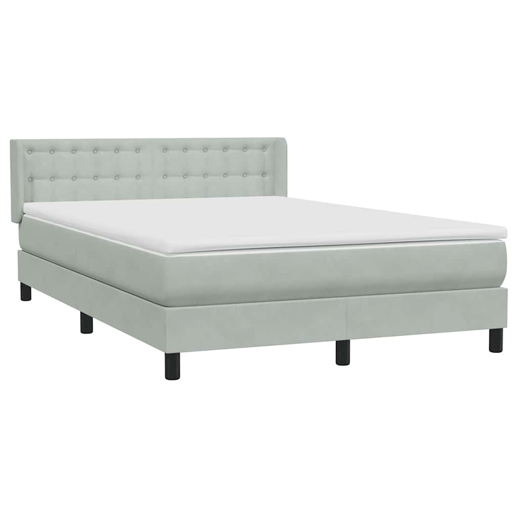 Κρεβάτι Boxspring με Στρώμα Ανοιχτό Γκρι 160x220 εκ. Βελούδινο