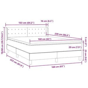 Box Spring Κρεβάτι με στρώμα Μαύρο 160x220 cm Βελούδινο - Pakobazaar
