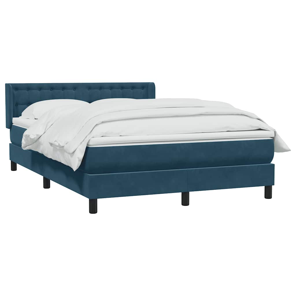 Box Spring κρεβάτι με στρώμα σκούρο μπλε 160x220 cm Βελούδινο - Pakobazaar
