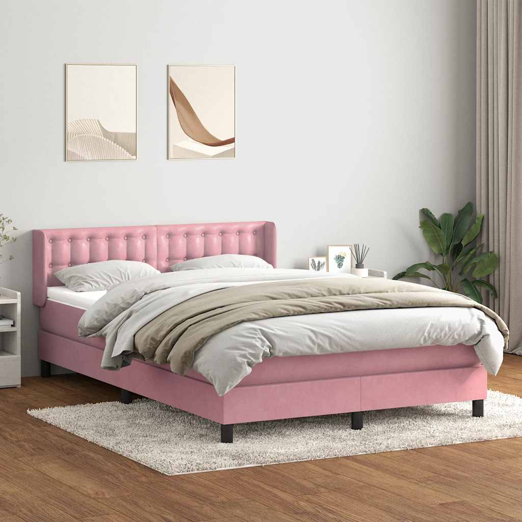 Box Spring κρεβάτι με στρώμα ροζ 160x220 cm Βελούδινο