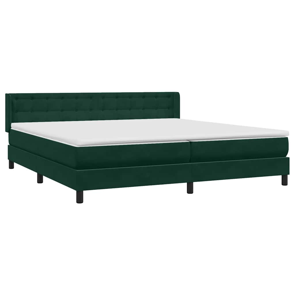 Box Spring κρεβάτι με στρώμα σκούρο πράσινο 180x220cm Βελούδινο - Pakobazaar