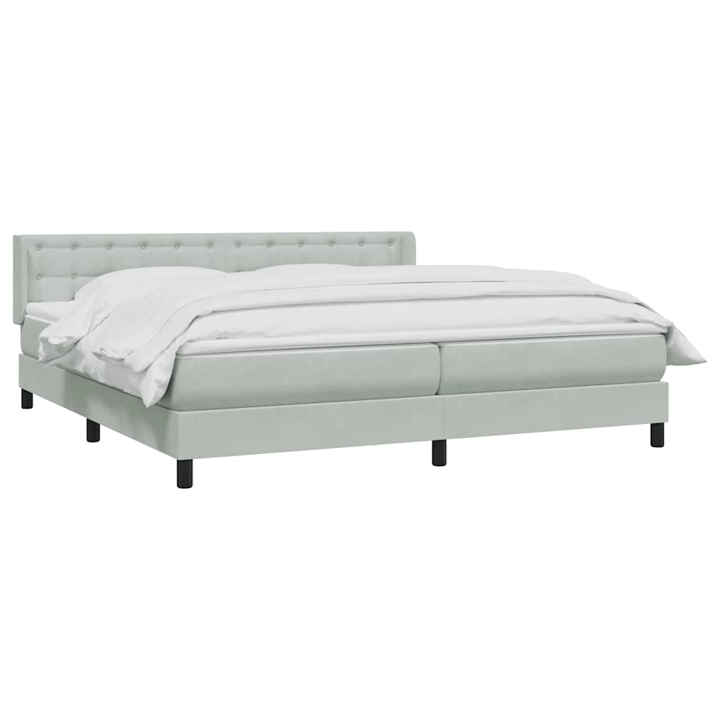 Box Spring κρεβάτι με στρώμα ανοιχτό γκρι 200x220 εκ. Βελούδινο