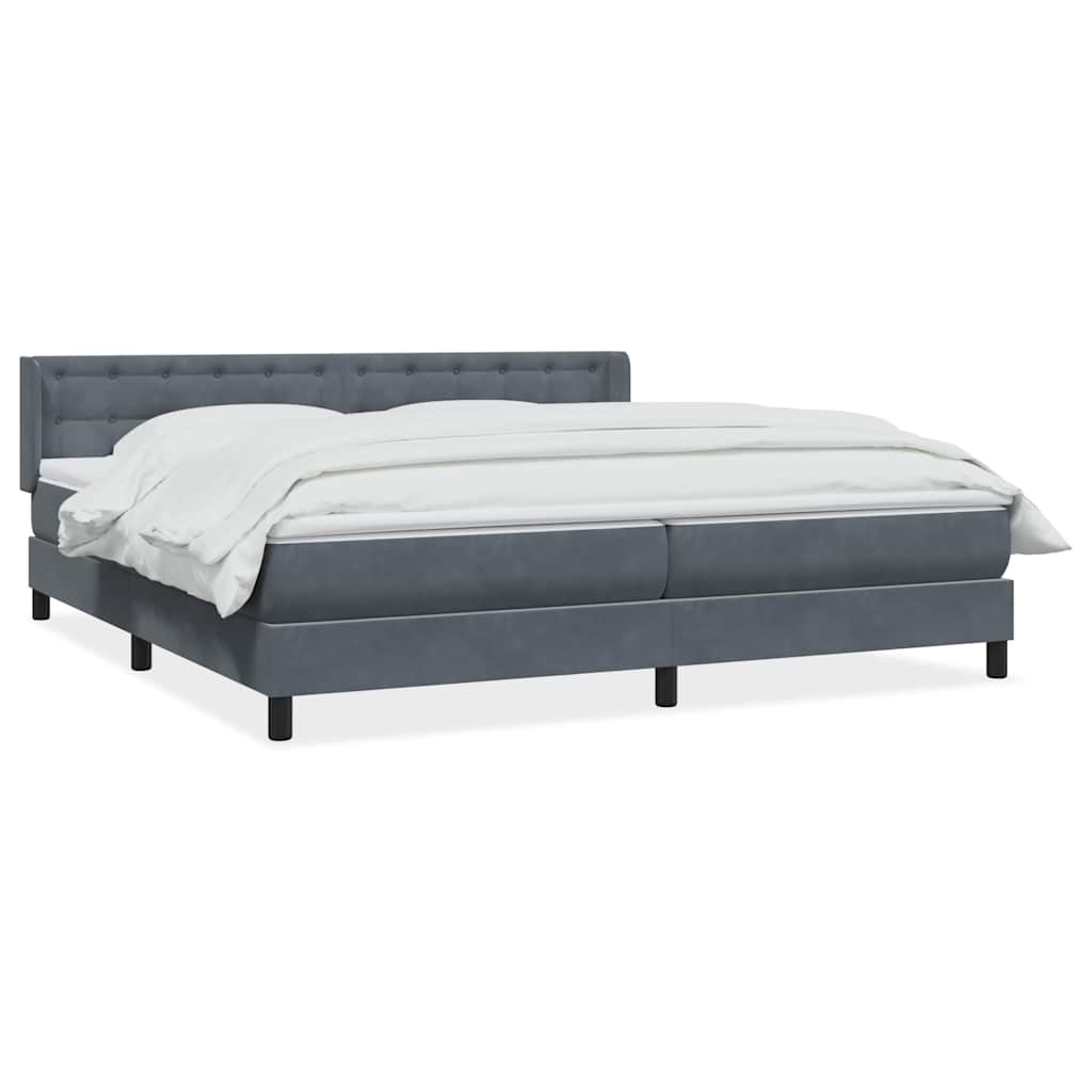 Box Spring Κρεβάτι με στρώμα Σκούρο γκρι 200x220 cm Βελούδινο - Pakobazaar