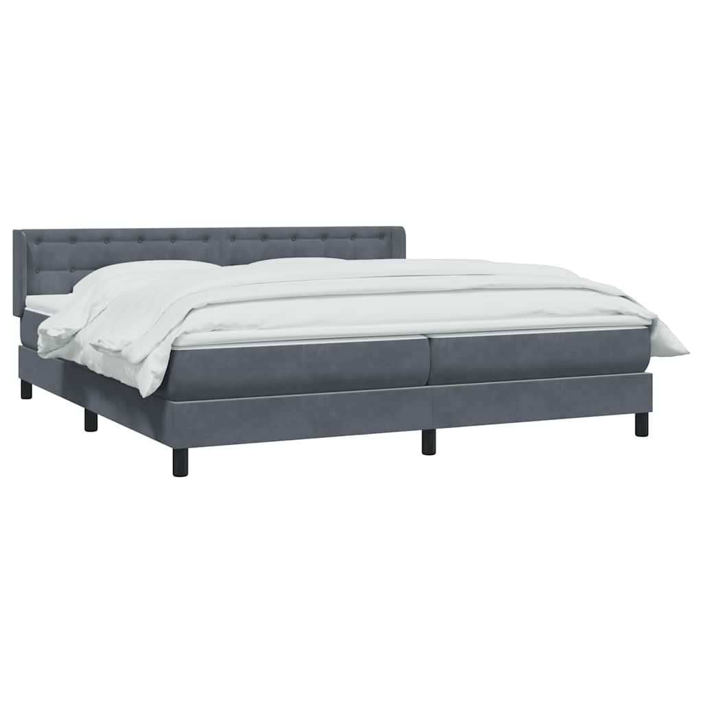 Box Spring Κρεβάτι με στρώμα Σκούρο γκρι 200x220 cm Βελούδινο - Pakobazaar