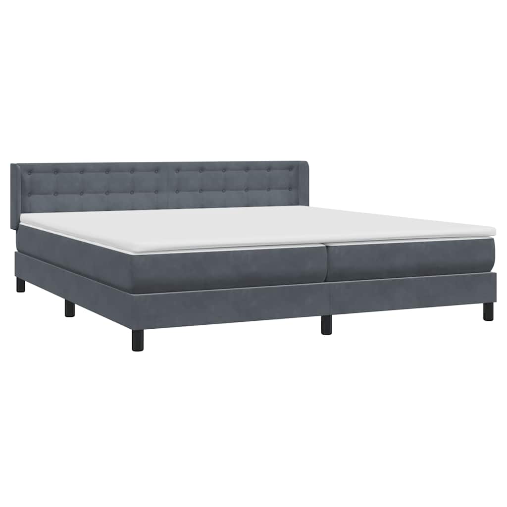 Box Spring Κρεβάτι με στρώμα Σκούρο γκρι 200x220 cm Βελούδινο - Pakobazaar