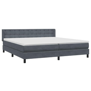 Box Spring Κρεβάτι με στρώμα Σκούρο γκρι 200x220 cm Βελούδινο - Pakobazaar