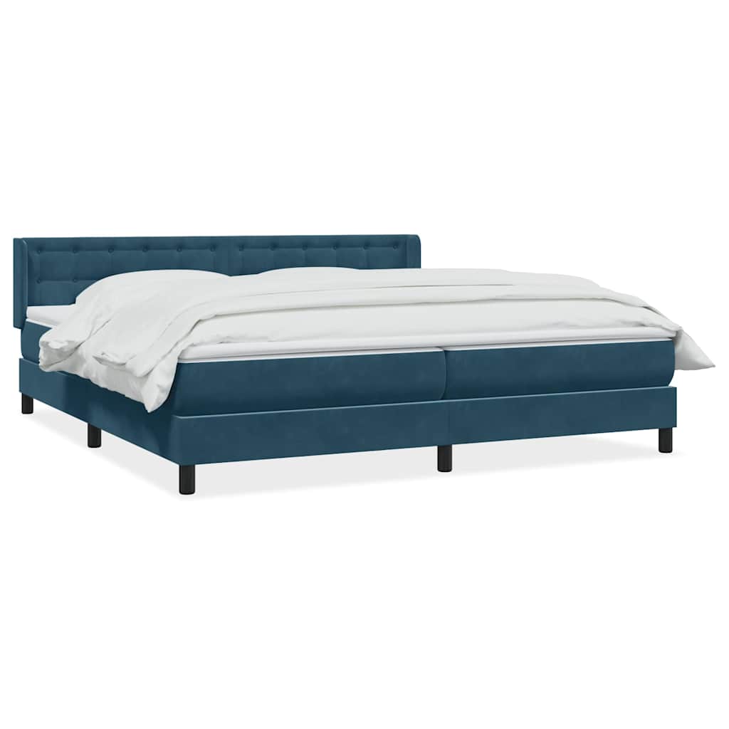 Box Spring κρεβάτι με στρώμα σκούρο μπλε 200x220 cm Βελούδινο - Pakobazaar