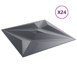 Πάνελ Τοίχου 24 τεμ. Γκρι Σχέδιο Αστέρι 50x50 εκ. 6 μ² XPS