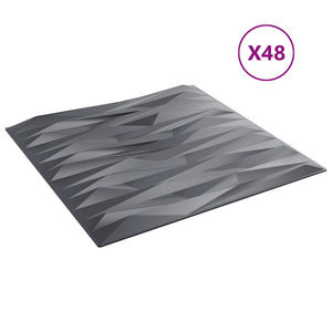 Πάνελ Τοίχου 48 τεμ. Γκρι Σχ. Πέτρα 50x50 εκ. 12 μ² από XPS - Pakobazaar