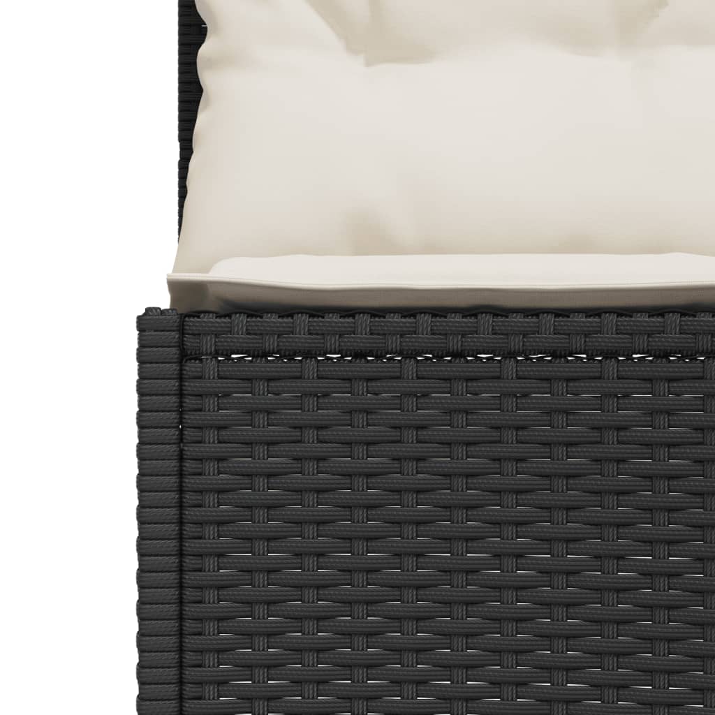 Καναπές Κήπου Στρογγυλός Μαύρος Συνθ. Ρατάν Τραπέζι + Μαξιλάρια