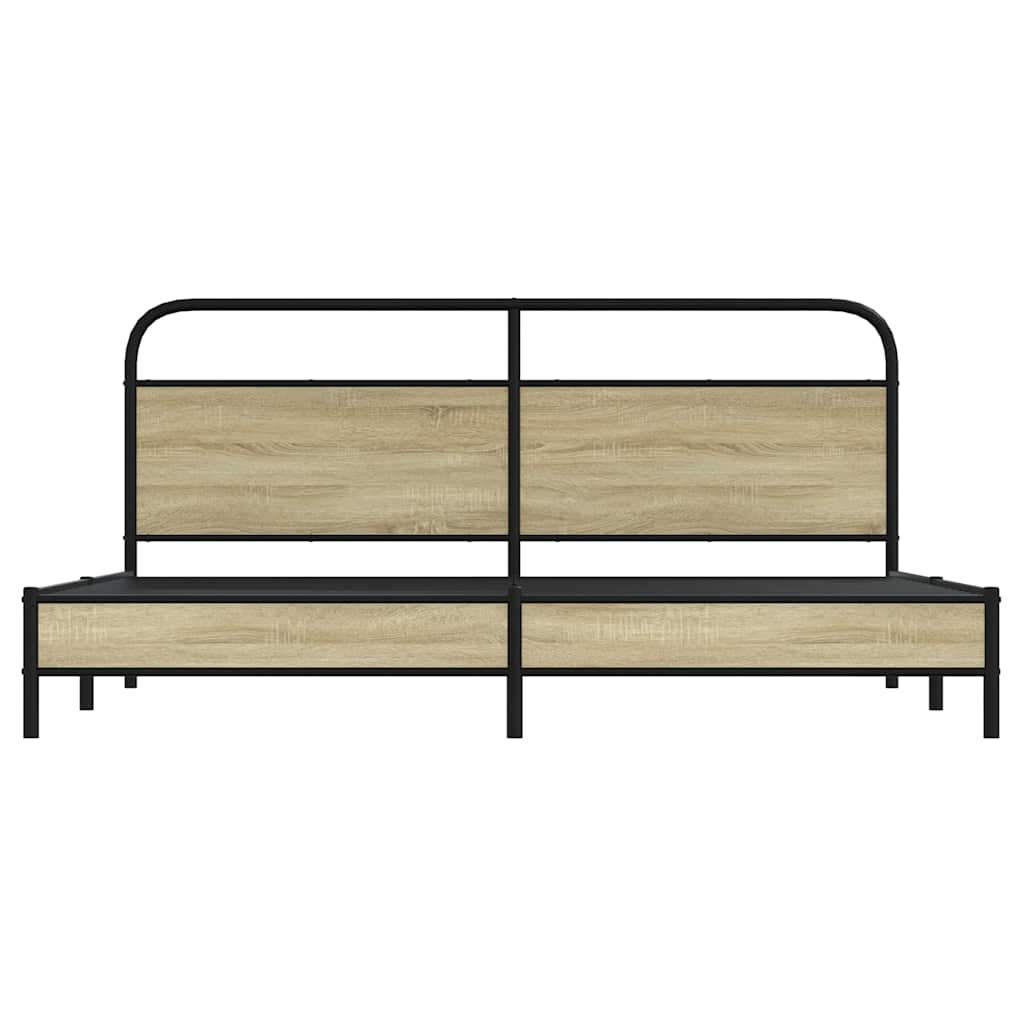 Σκελετός Κρεβ. Χωρίς Στρώμα Sonoma Δρυς 193x203 εκ. Μεταλλικό