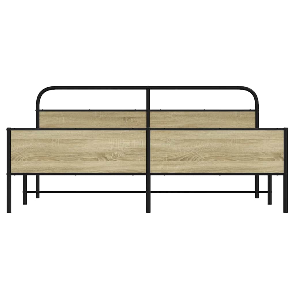 Σκελετός Κρεβ. Χωρίς Στρώμα Sonoma Δρυς 193x203 εκ. Μεταλλικό