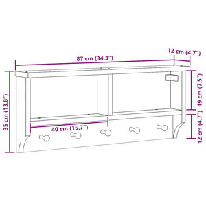 Επίτοιχη κρεμάστρα παλτών SANDNES 87x12x35 εκ. Πεύκο μασίφ ξύλο