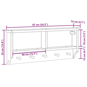 Επίτοιχη κρεμάστρα παλτών SANDNES 87x12x35 εκ. Πεύκο μασίφ ξύλο