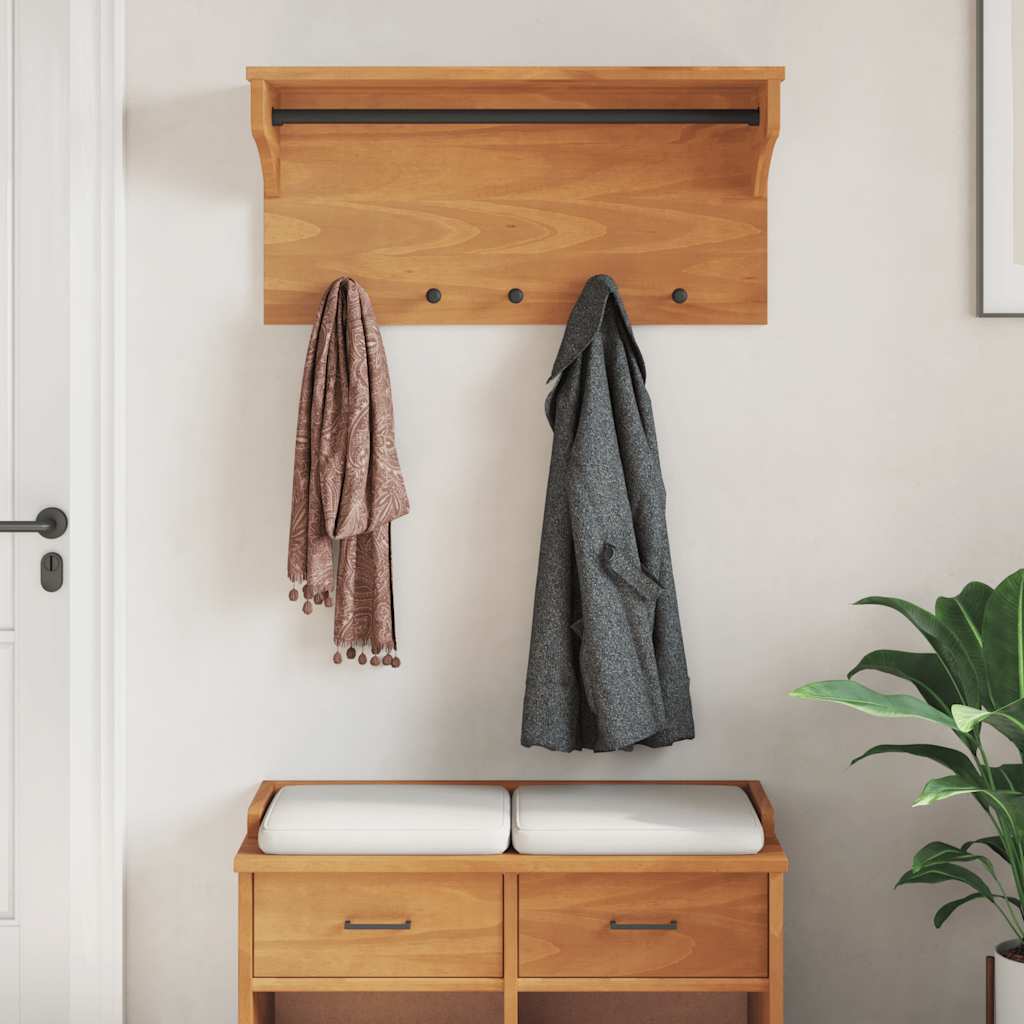 Επίτοιχη κρεμάστρα παλτών SANDNES 87x30x42 εκ. Πεύκο μασίφ ξύλο