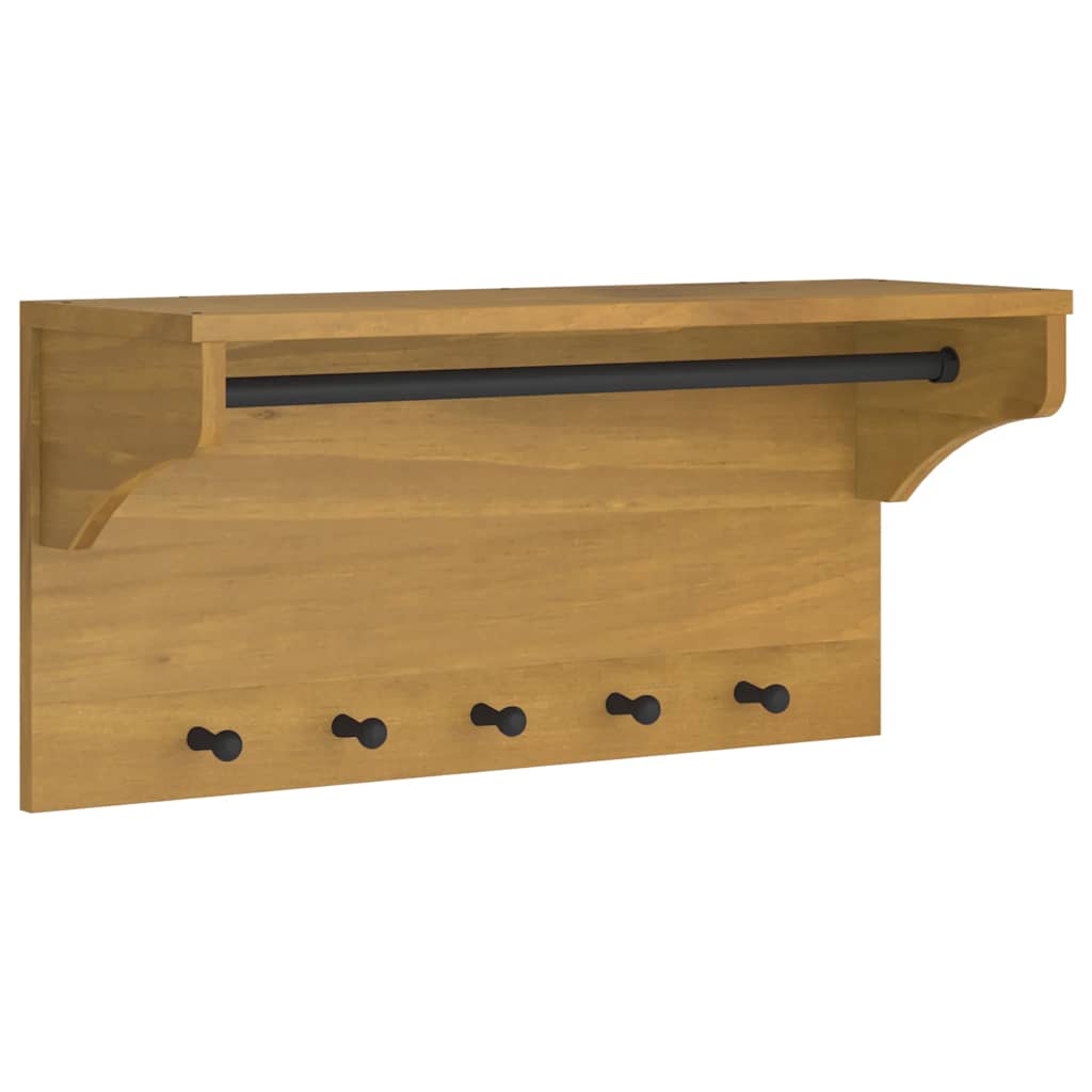 Επίτοιχη κρεμάστρα παλτών SANDNES 87x30x42 εκ. Πεύκο μασίφ ξύλο - Pakobazaar