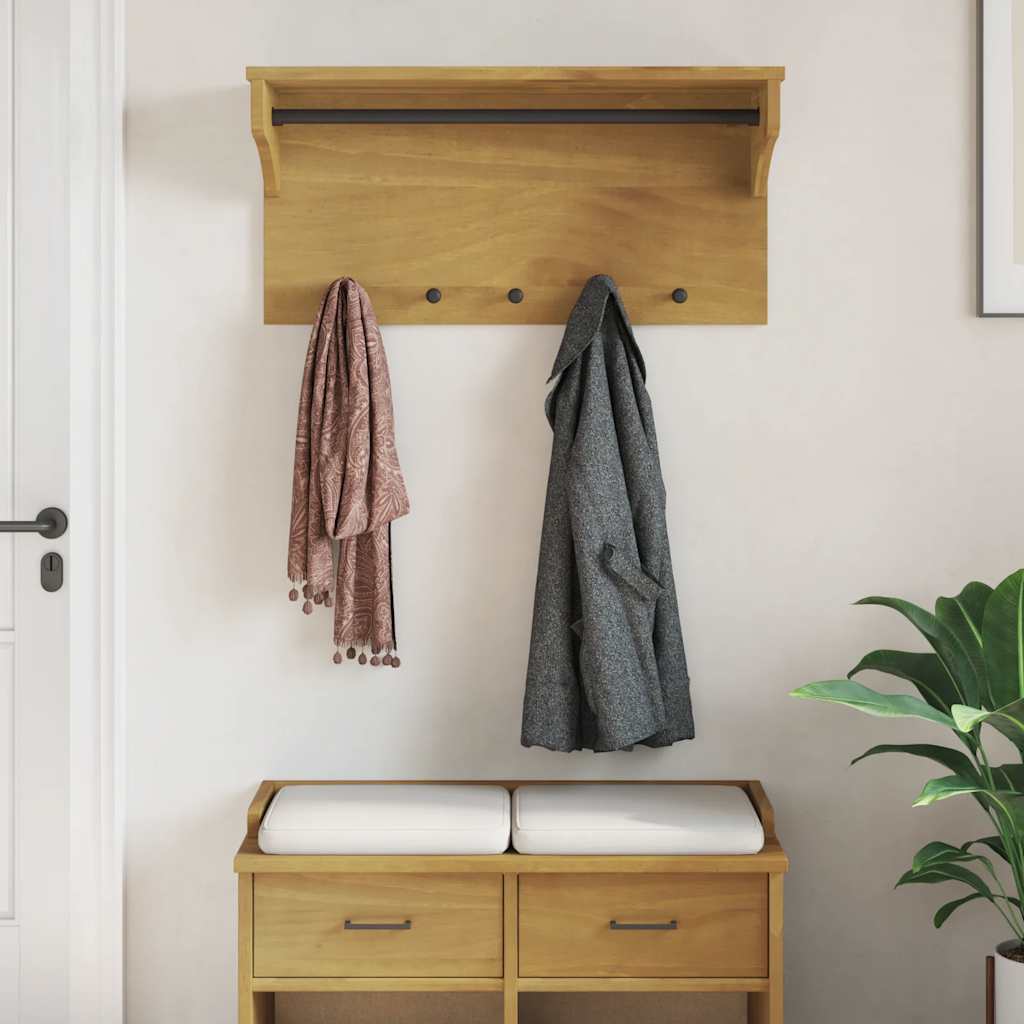 Επίτοιχη κρεμάστρα παλτών SANDNES 87x30x42 εκ. Πεύκο μασίφ ξύλο - Pakobazaar