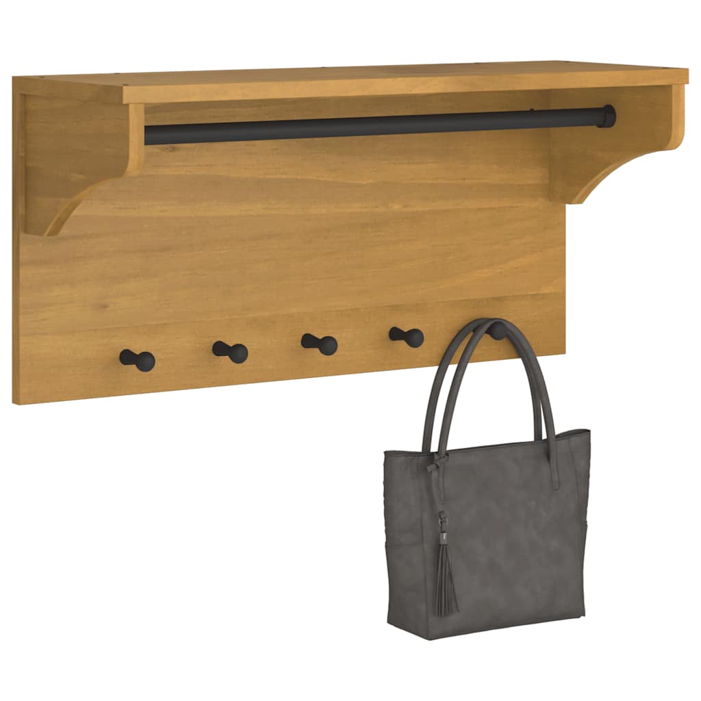 Επίτοιχη κρεμάστρα παλτών SANDNES 87x30x42 εκ. Πεύκο μασίφ ξύλο - Pakobazaar