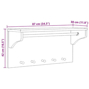 Επίτοιχη κρεμάστρα παλτών SANDNES 87x30x42 εκ. Πεύκο μασίφ ξύλο - Pakobazaar